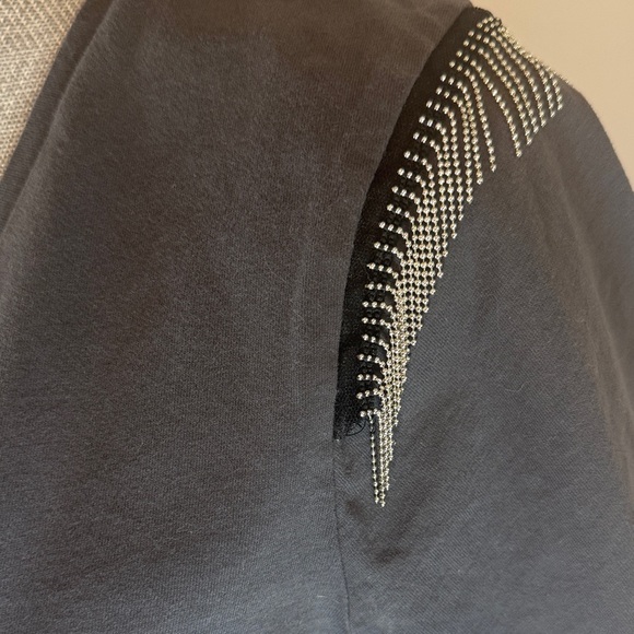 All Saints Grey t-shirt W/Metal Fringe Size Large - Picture 4 of 16